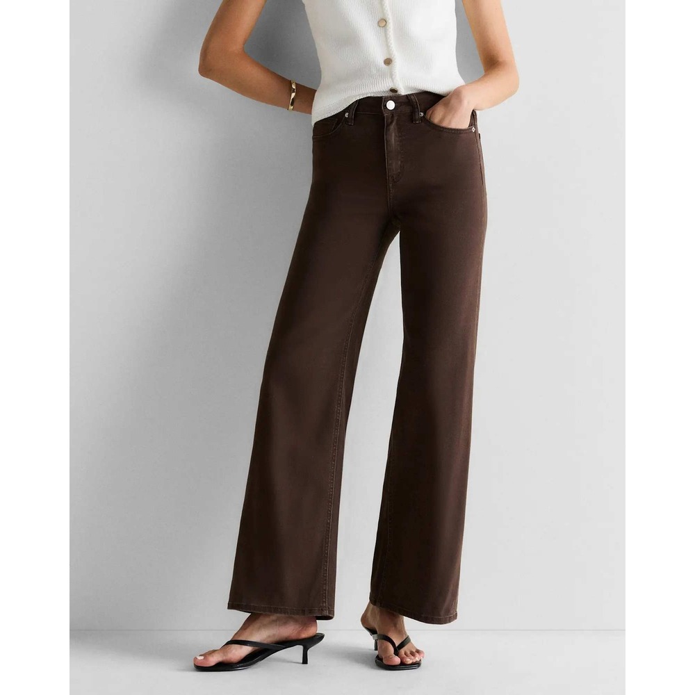 Quince Bella stretch wide leg jeans coffee bean NWT 25 / 28 inseam
